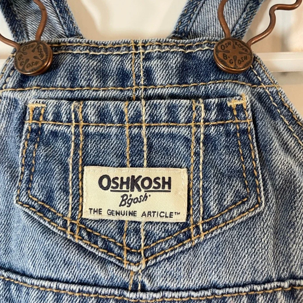 OshKosh Size 3M Overall Dress Blue Denim Ivory Tulle Glitter Heart Baby Girls